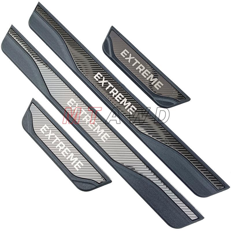 For Dacia Jogger Sandero Stepway Extreme Accessory -  Carbon Stainless Car Door Sill Kick Plate Protector Cover Trim