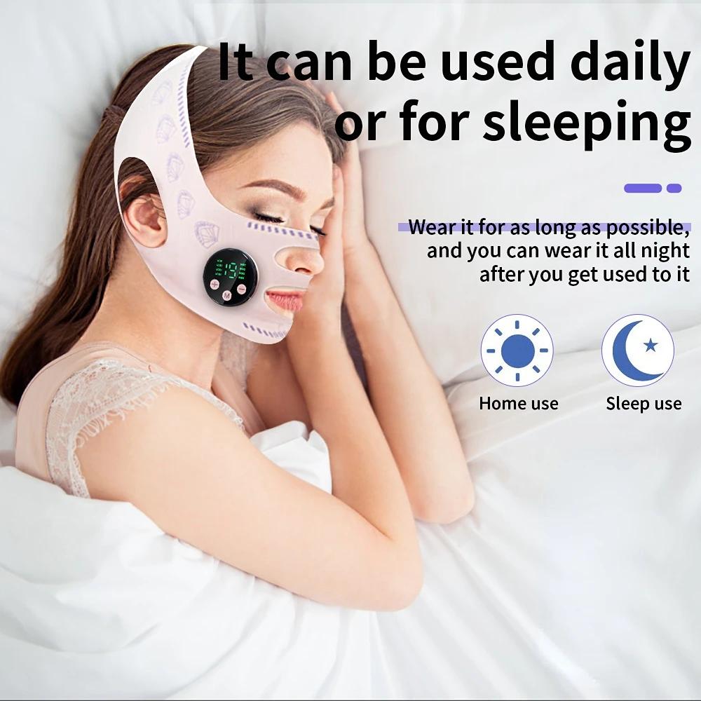 EMS Head Massage Face Relaxation USB Charging Facial Slimming Strap Face Lifting Reduce Double Chin Cheek Lift Up Face Thin Mask