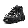 New Punk Style Women Shoes Lace-up Heel Height 6CM Platform Shoes Woman Metal Decor Woman Sneakers Gothic Ankle Rock Boots