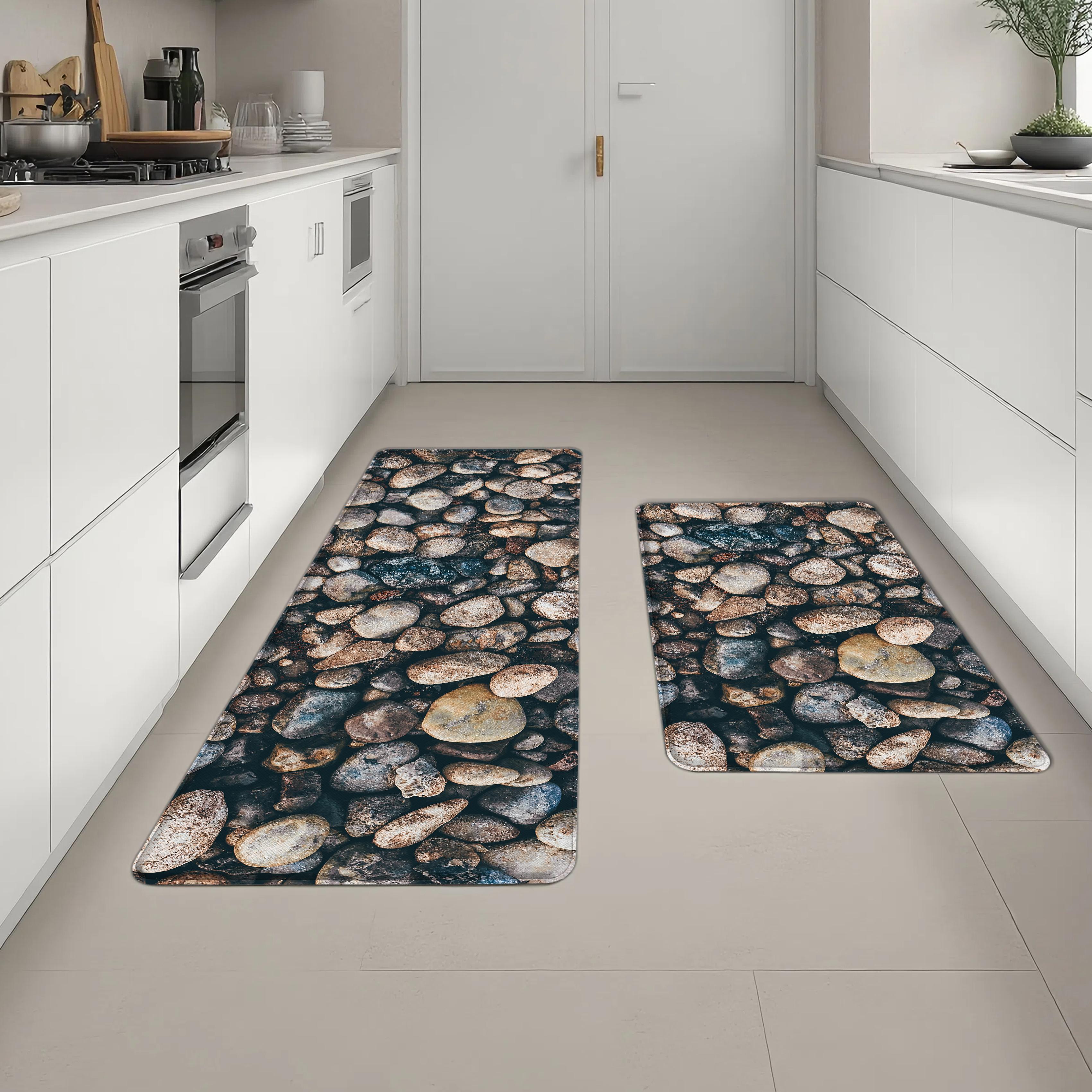 

Кухонные коврики с эффектом памяти, амортизирующие, «булыжники», нескользящие, водонепроницаемые, толстые амортизирующие кухонные коврики, сверхпрочный комфортный коврик для стояния 44X75cm
