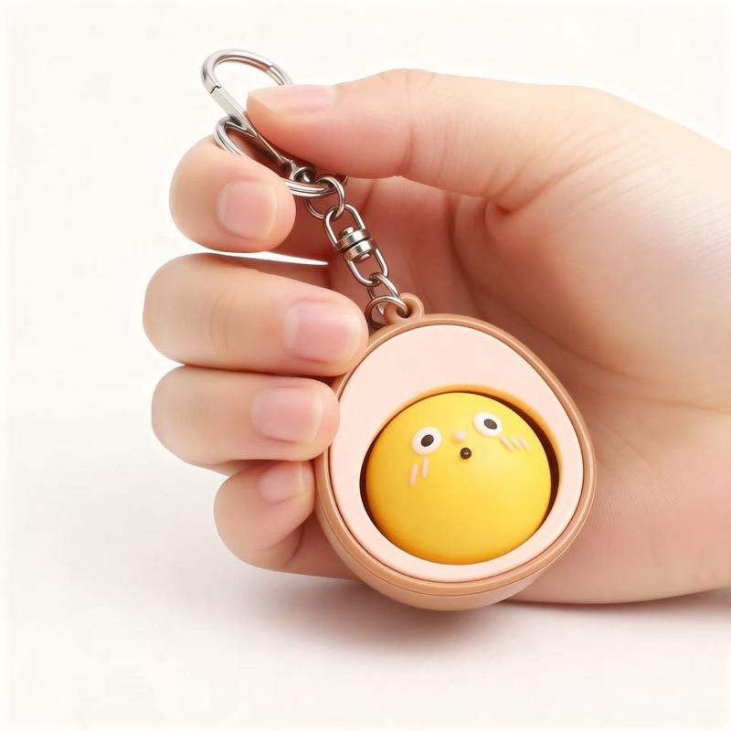 1/2Pcs Simulation Mini Cartoon Egg Button Keychain Stress Relief Clicker Pendant Decompression Keyring Backpack Hanging Decor