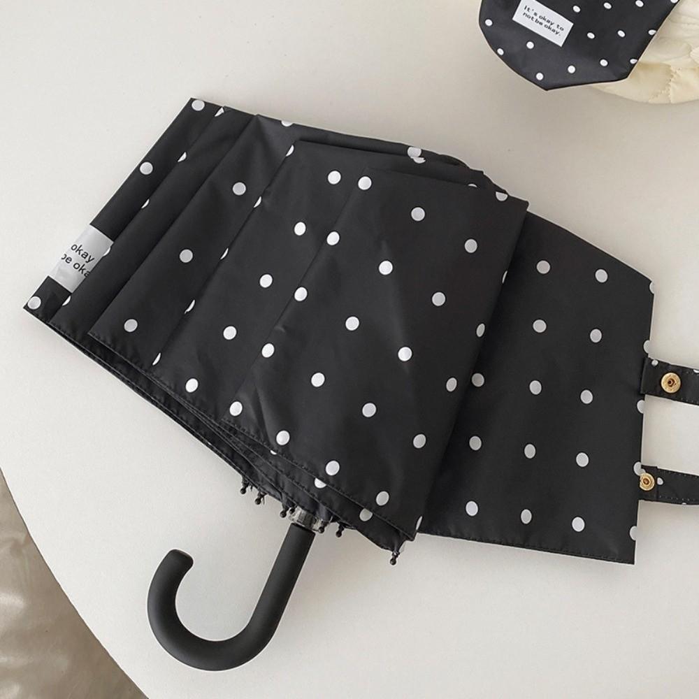 

U-Shaped Handle Polka Dot Umbrella Dual-Use Sun Umbrella Portable UV Protection Umbrella Outdoor чёрный
