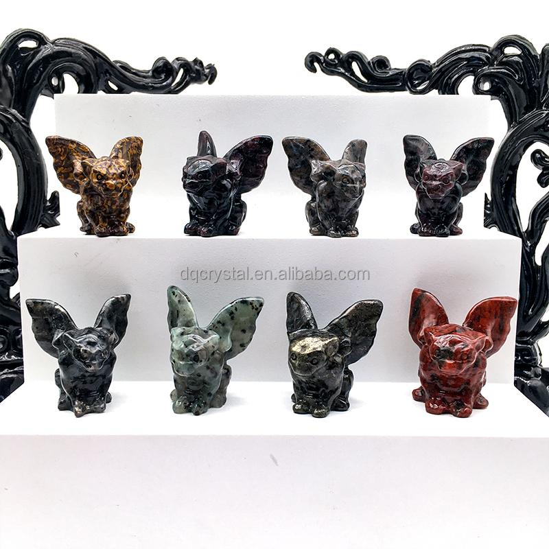 Natural Crystal Craft 40mm Gargoyle Carving Mix Material Gargoyle Desk Ornaments for Friend Gift (as the picture,One Size)