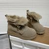 European Version Women's Boots Thick-soled Snow Boots Women's Winter New Warm and Velvet Casual Women's Shoes Leather Short Cotton Boots