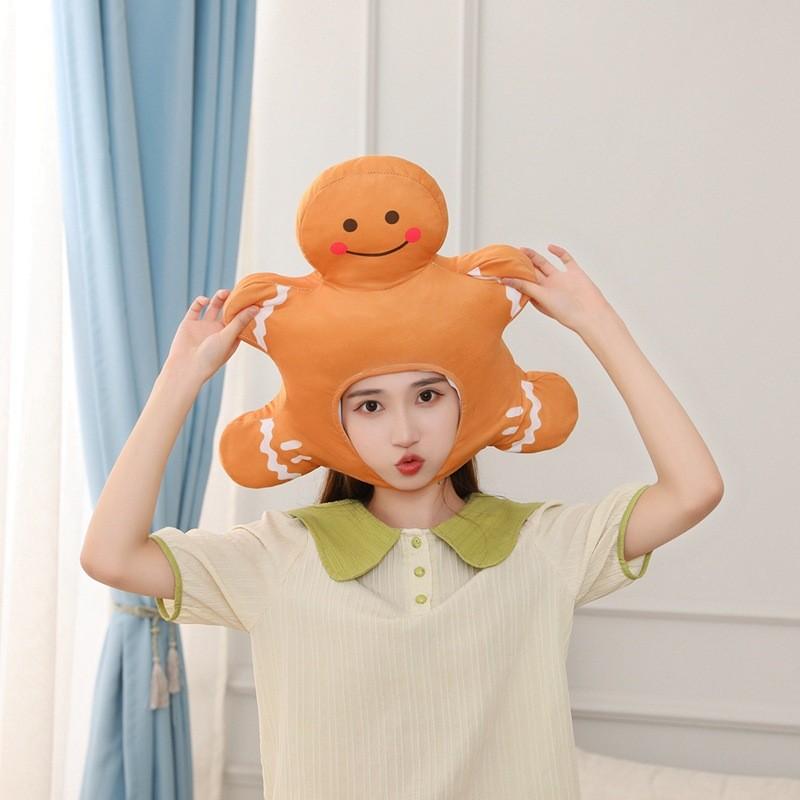 Großhandel Lebkuchenmann Plüsch Kopfbedeckung Hut Für Lustige Foto Requisiten Und Performance Kostüme