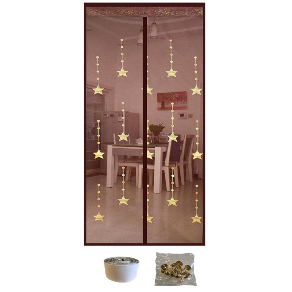 Embroidered Magnetic Screen Door Curtain Well-ventilated Mesh Door Curtain  Bedroom 35.43x82.68 in-Style F