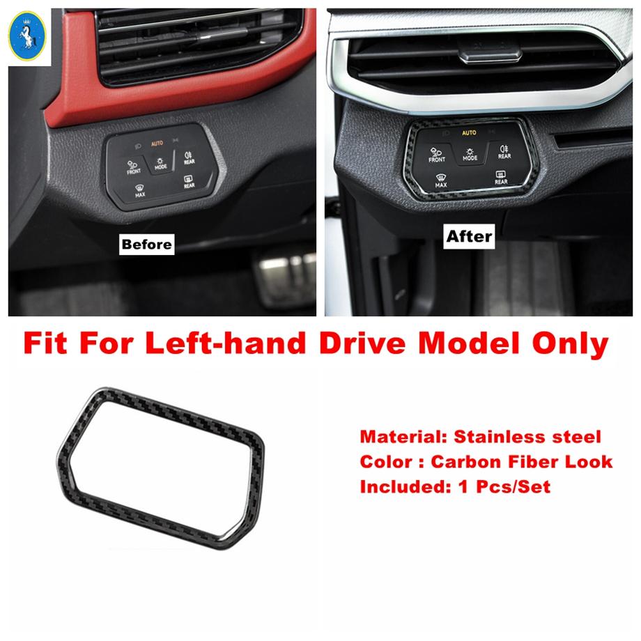 Carbon Fiber Interior Rear Air Outlet / Trunk Switch Button / Water Cup Frame Cover Trim Accessories For VW ID.4 ID4  - 2024