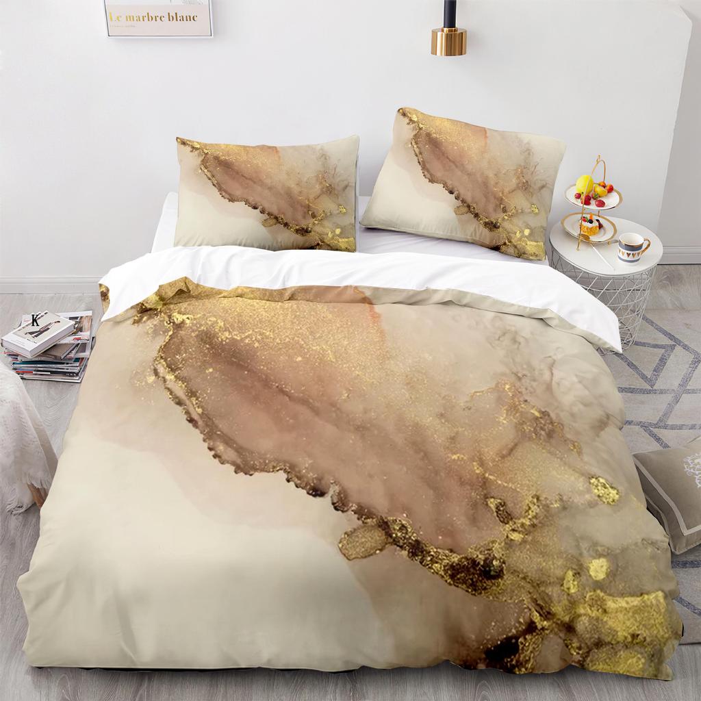 Marmor Polyester Bettbezug Set King Queen Größe Pinselstriche Farben in Marmoroptik Aquarell Kunstwerk für Kinder Jungen Mädchen