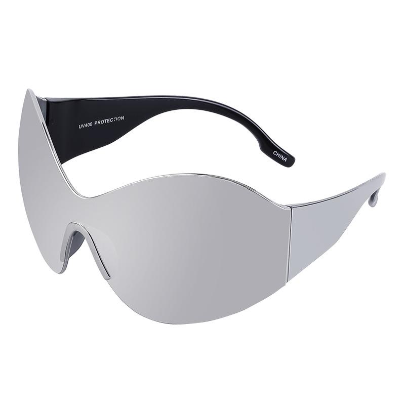Windproof Large Frame Sunglasses Women'S Tide Frameless Integrated Cat Eye Sunglasses Men'S Glasses
