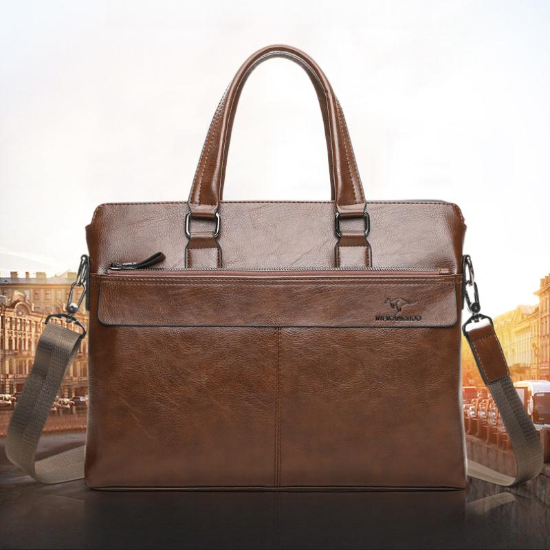 Business Men's Handbags Horizontal and Vertical Briefcases Messenger Large-capacity Shoulder Leather Bags Document Bags
