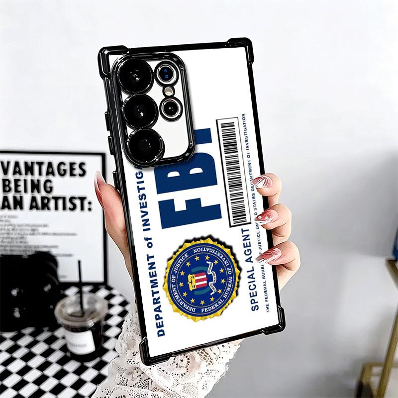 Police FBI ID Card Swat Soft Phone Case For Samsung Galaxy S26 Ultra S25 Edge S24 FE S23 Plus S22 S21 + S20 Plating Anti-Fall Fu