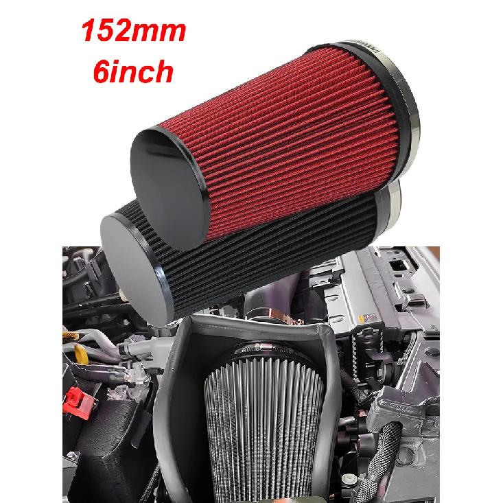 Universal High Flow Cone Air Filter 150mm 6inch for Cold Intake Pipe Racing Car Engine Air Inlet Washable Cold Air Intake Filter