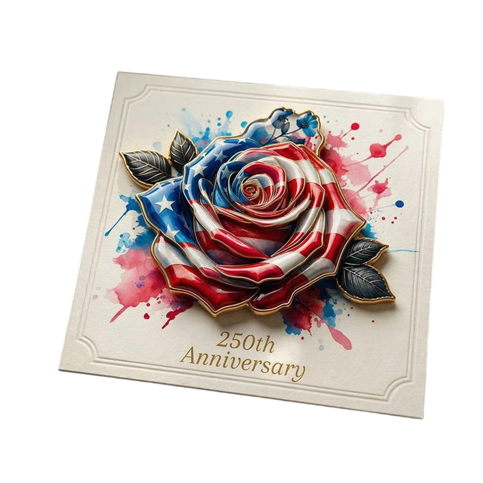 

Commemorative 250th Anniversary Pin Rose Design Independence Day Themed Patriotic Accessory Suitable for Collectors and Celebrations One Size