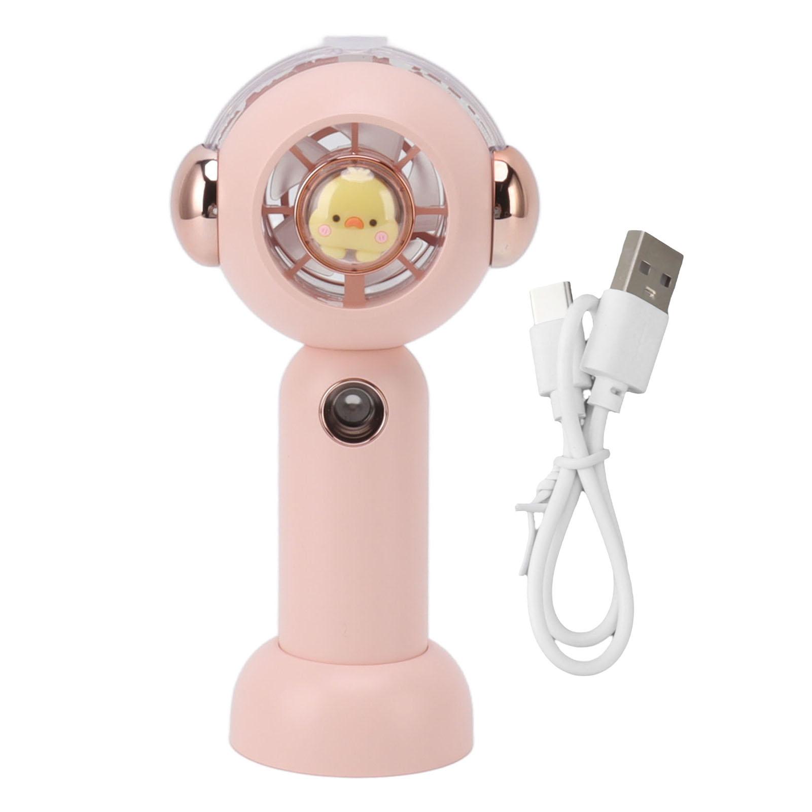 

Misting Fan Matching Atomization Function USB Rechargeable Built In 500mAh Battery Lovely Handheld Small Pocket Mist Fan розовый