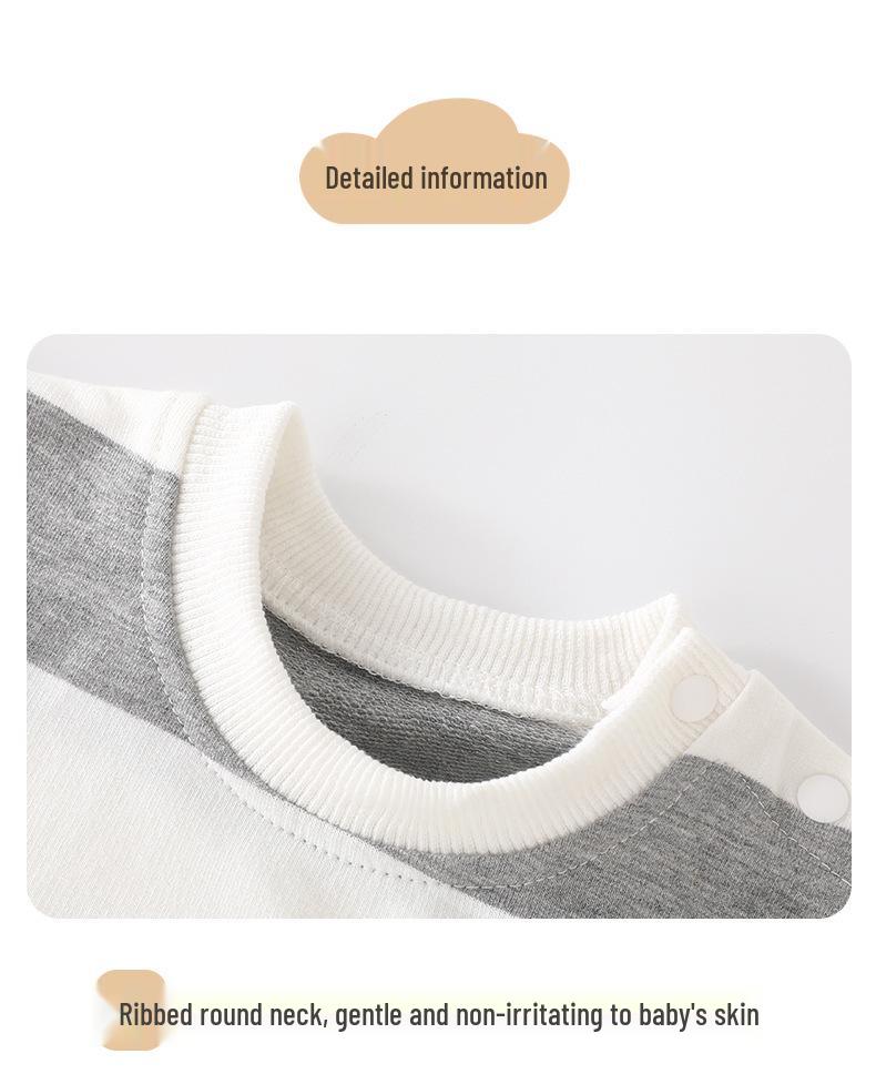 Striped Long Sleeve Baby Romper - Cartoon Spring/Autumn Newborn Outfit