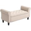 Vintage Design Bench, Bench with Storage, Velvet Look, Beige