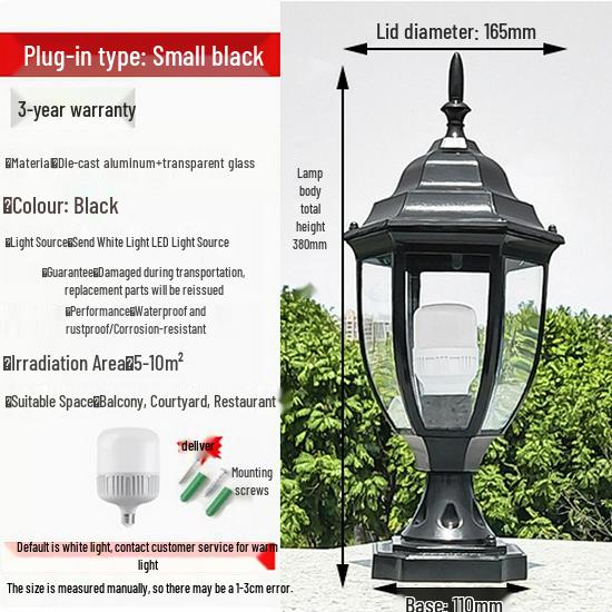 European Style Outdoor Waterproof Pillar Lamp for Villa Entrances and Community Courtyards