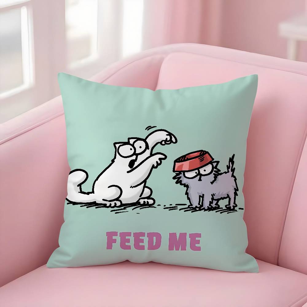 GORĄCY-Kreskówkowy S-Simons-Cat Poszewka na Poduszkę Pluszowa Tkanina Miękka Dwustronny Nadruk Sofa Ciepła Zima Dom Prezent Poszewka na Poduszkę
