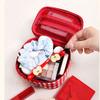 Cute Red Purple Plaid Handbag Zipper Travel Portable Cushion Case & Makeup Pouch Small Large Toiletry Cosmetic Bag for Women