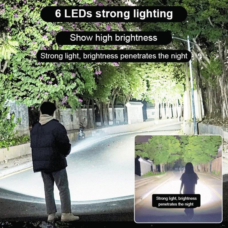 Powerful Flashlight 6 Led High Power Torch Light USB Rechargeable Flashlight 4 Mode Emergency Camping Lamp