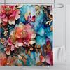 3D Flower Shower Curtain Set Colorful Printing Design Fabric Bathroom Decoration Waterproof Washable Shower Curtain With Hooks