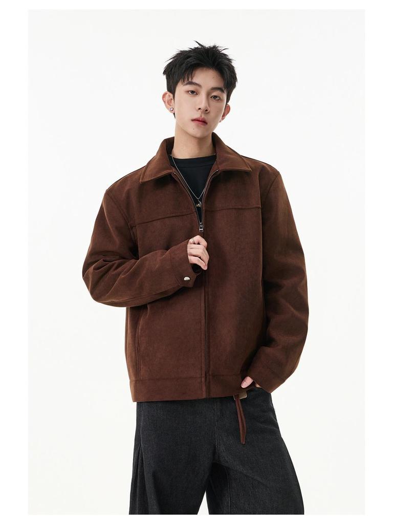 ACE Niche Men's Trendy Suede Lapel Casual Workwear Jacket HJ5823