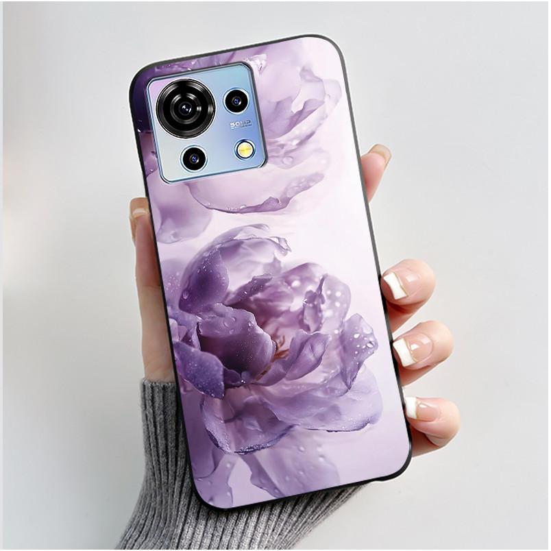 For ZTE Blade V50 Vita Case Black TPU Silicone Luxury Cute Cool Flower Phone Cases for Blade V 50 Vita V50Vita Bumper Soft Cover