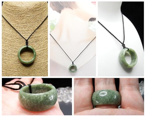 [Ishimachi] Carefully Selected Dark Jadeite Ring Necklace Genuine Jadeite Natural Stone Guardian Five Virtues Thumb Ring