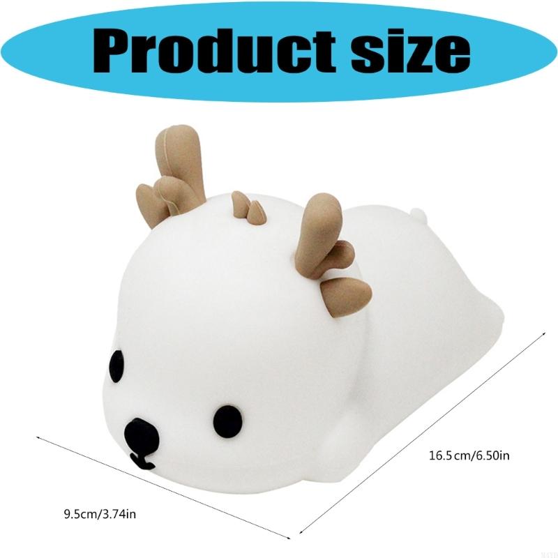 LED Rechargeable Cartoon Deer Lamp Decoration Bedside Lamp Silicone Wireless Night Lights Touch Control Night Light M4YD