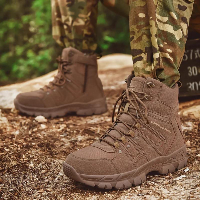 Men Hunting Hiking Shoes Brand Tactical Boots Waterproof Lace Up Desert Unisex Size Plus Army Boots Motorcycle Climbing Shoes
