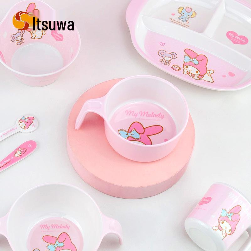 Wuhe Melody Cute Cartoon Tableware Set: Baby Bowl, Plate, and Spoon