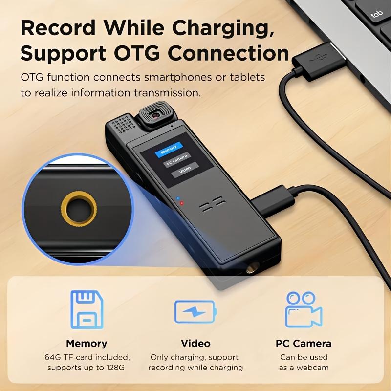 Smart Recorder - 1080P HD Body Camera, 180-degree Rotatable Lens, Handheld Pocket Camcorder, USB Charging