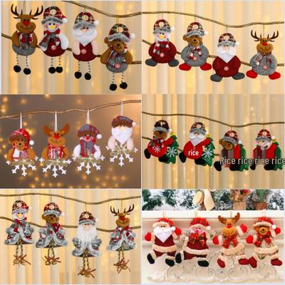 Small Christmas Tree Fabric Ornaments - Santa & Reindeer Plush Pendants for Windows