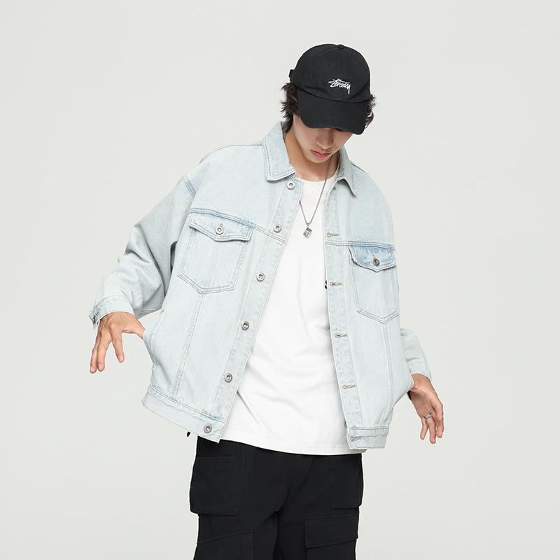 North Shore District Men'S Spring Loose American Tooling Jacket Men'S Haute Couture Cartoon Graffiti Trendy Brand Washed Denim Jacket