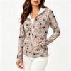 Women Lightweight Zip Up Hooded Jacket Long Sleeve with Pockets Printed Sun Protection Outerwear for Outdoor Activities
