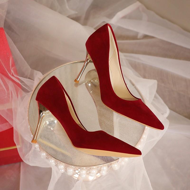 

Модные красные свадебные туфли для женщин 2024 весна/лето/осень новые туфли с острым носком женские туфли на тонком высоком каблуке туфли для невесты размер 34-42 35