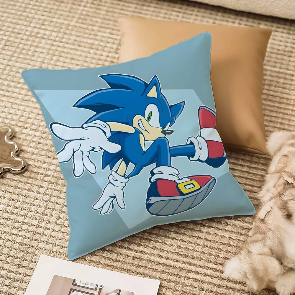 Cool Character S-Sonic-MT The Hedgehog Pillow Case Comfort Sofa Bed Silky Elegant Invisible Zipper Decorative Cushion Cover