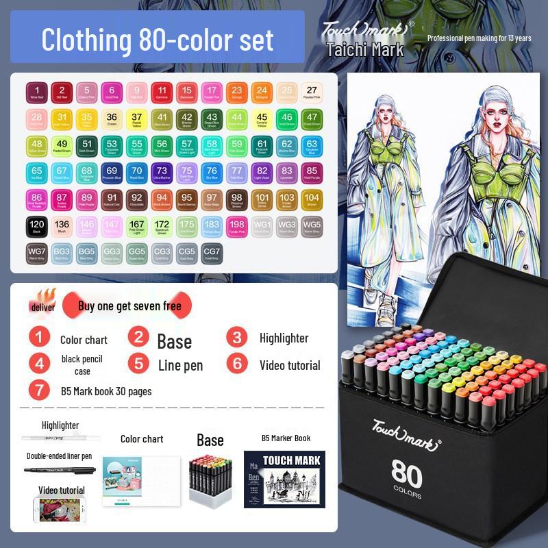 Dual-Tip Art Marker Set - 120 Colors, Hard Tip, Oil-Based for Students