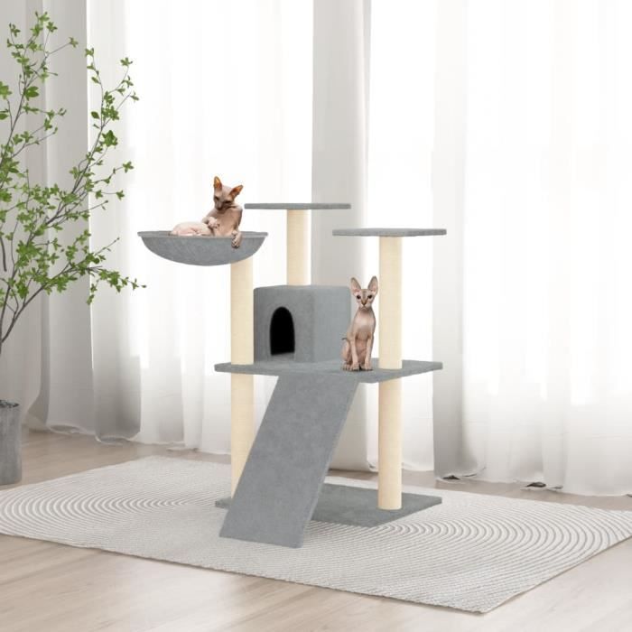 171652 vidaXL Arbre à chat avec griffoirs en sisal Gris clair 83 cm
