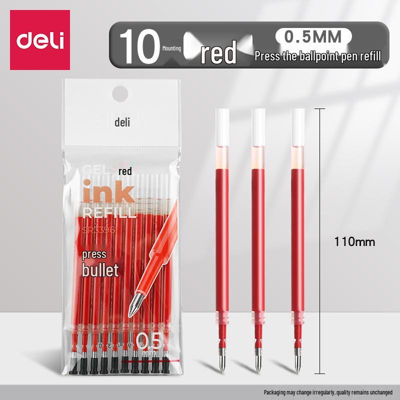 Deli Student Special 0.5mm Black Bullet Tip Refill, Smooth, Large Capacity for Exams  Signing