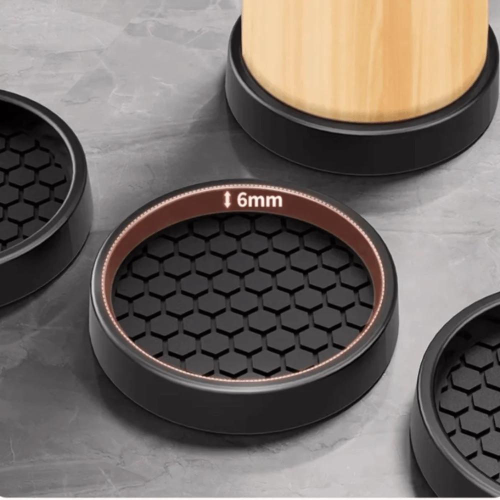 4PCS with Suction Cup Furniture Coasters Non Slip Silicone Rubber Caster Cups Anti Displacement Bed Couch Floor Protector