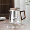650ML Glass Tea Pot Kettle Infuser One Click Switch Heat-resistant Teapot Water Separation Inner Tea Filtration Wooden Handle