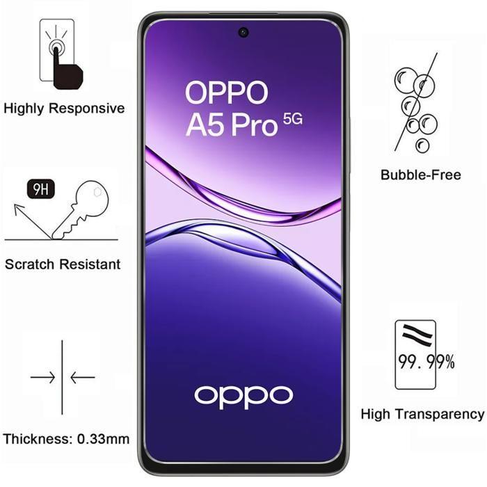 Gehärtetes Glas - Phonillico® - Oppo A5 Pro 5G - 4er-Pack - Kratzfest - Bildschirmschutz