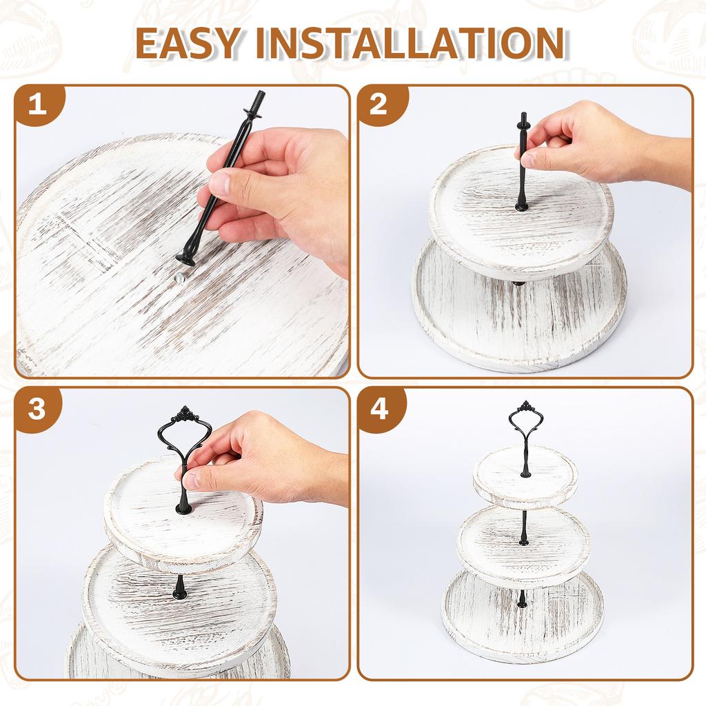 2/3-stöckiger Cupcake-Ständer aus Holz, runder, gestufter Kuchen-, Snack-, Dessert-Präsentationsständer für Hochzeitspartytisch, Geburtstag, dekorative Tabletts