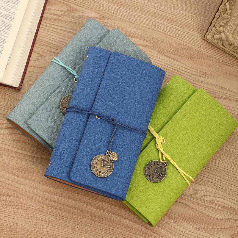 Vintage Stock Notebook Customizable Tied Tri-Fold Notepad Student Notebook Travel Card Cover Stamping Book Origin China