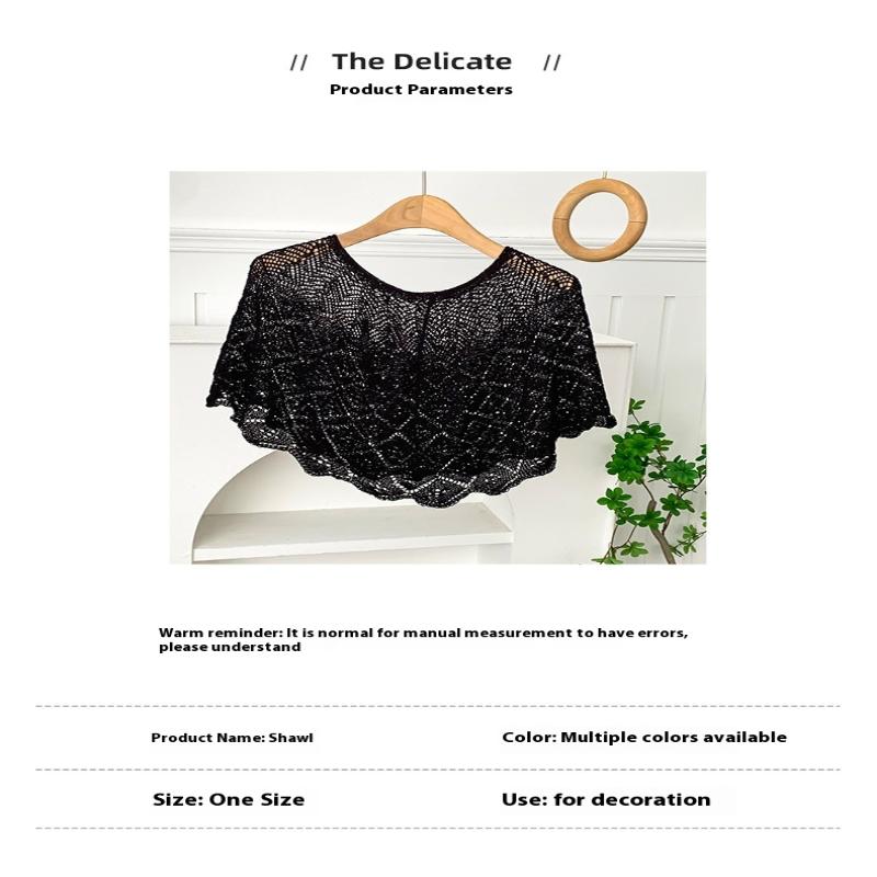 Ladies Knitted Ice Silk Shawl Summer Lightweight Hollow Out Design Fashionable Sequin Shoulder Cover Head Over Shoulder Wrap