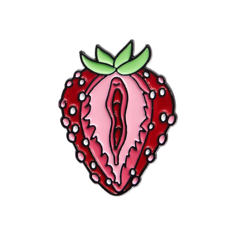 Unique Stylish And Fruit Themed Alloy Brooches With Colorful Strawberry And Banana Patterns For Accessories Trendy