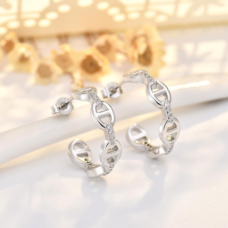 New Pig Nose Light Body Geometric Earrings Fashionable Light Luxury Women's Style Small Earrings