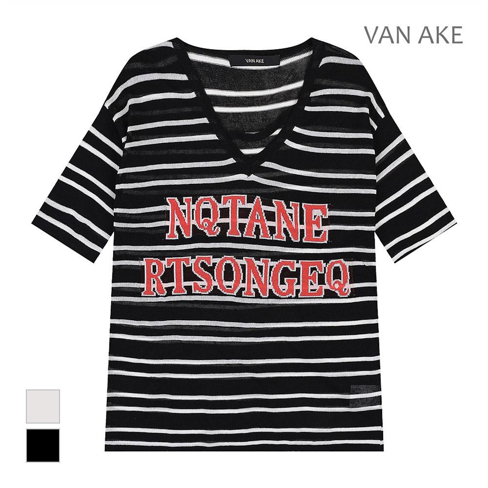 VANAKE V-Neck St Pattern Short Sleeve Knit_Vb38Ktm302Z