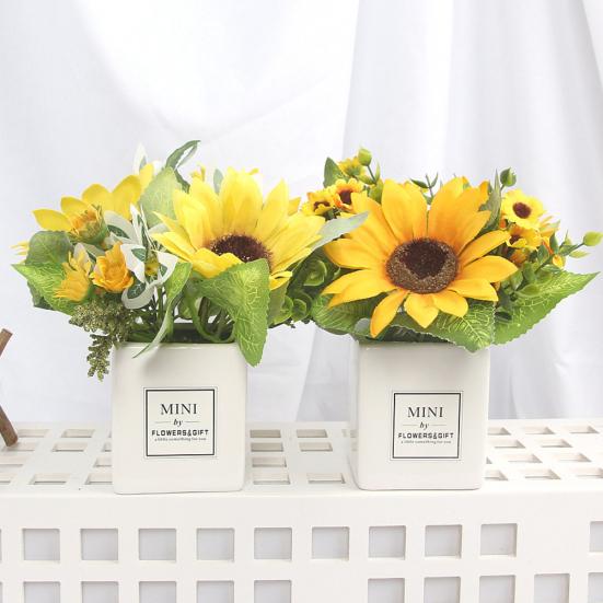 

Potted Artificial Sunflower Plant Bonsai Garden Wedding Window Table Ornament